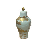 Oriental White Porcelain Golden Tree Horses Graphic Delicate Art Jar JK290S