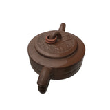 Vintage Brown Round Shape Coin Pattern Zisha Clay Teapot Art Display JK296S