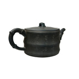 Vintage Chinese Gray Blue Round Shape Bamboo Theme Zisha Clay Teapot Art Display JK299S