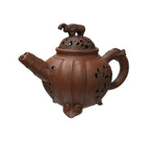 Vintage Brown Pumpkin Elephant Zisha Clay Teapot Art Display JK301S