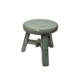 Rustic Distressed Gray Round Top Tri-Legs Small Short Stool Table Stand JK321S