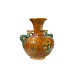 Oriental Tri-Color Glaze Dragon Handle Pottery Ceramic Art Vase ws4518S