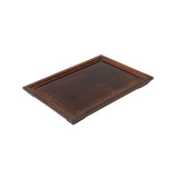 Chinese Brown Rectangular Flower Motif Plain Flat Wood Tray ws3294S