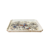 Distressed Off White Porcelain Snow Trees House Rectangular Display Plate ws3197S
