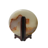 Natural White Brown Onyx Stone Round Fengshui Home Decor Display ws3175S