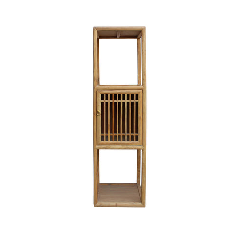 Chinese Raw Wood Slim Narrow Tall Open Display Storage Corner Cabinet cs2250S
