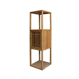 Chinese Raw Wood Slim Narrow Tall Open Display Storage Corner Cabinet cs2250S