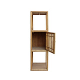 Chinese Raw Wood Slim Narrow Tall Open Display Storage Corner Cabinet cs2250S