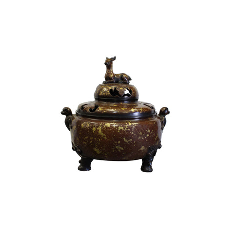 Chinese Fine Bronze Metal Deer Theme Incense Burner Ding Display cs2797S