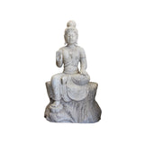 Chinese White Marble Stone Sitting Kwan Yin Tara Bodhisattva Statue cs3883S
