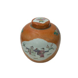 Oriental Orange Base People Graphic Porcelain Round Jar ws4784S