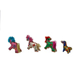 Set 4 Chinese Oriental Fabric Artistic Horse Miniature Figure Art ws3305S