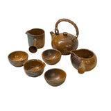 Set 7 Pieces Ceramic Copper Color Glaze Teapot Teacups Deco Display ws3301S
