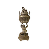 Oriental Silver Color Metal Lohan Deity Artistic Incense Burner Display ws3289S