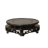 7.5" Oriental Brown Open Motif Wood Round Table Top Display Stand Riser st1044BS