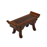 8" Chinese Light Brown Altar Point Edge Shape Accent Wood Display Stand st1207S