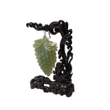 Chinese Natural Stone Grapes Shape Wood Stand Display Art ws3250S