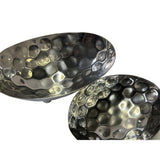 Set 2 Artistic Hand Punch Marks Stainless Steel Oval Display Serving Plate Tw015S