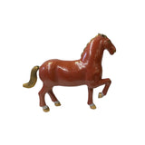 Vintage Chinese Metal Brick Red Golden Tail Fengshui Horse Figure ws3278S