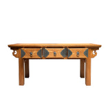 Oriental Copper Brown Ru Yi Apron 3 Drawers Low Bench Table ws5068S