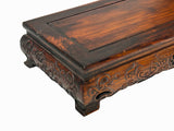 14.25" Brown Oriental Lotus Rectangular Display Table Stand Riser ws3500S