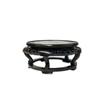 8.25" Oriental Brown Wood Marble Round Table Top Stand Riser GB708S