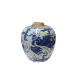 Oriental Dragon Phoenix Small Blue White Porcelain Ginger Jar ws3338S