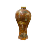 Chinoiseries Golden Graphic Brown Lacquer Vase Jar Shape Display ws3351S