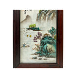 Chinese Wood Frame Porcelain Mountain Tree Scenery Wall Plaque Panel ws3360S