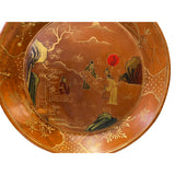 Chinoiseries Golden Graphic Brown Lacquer Round Display Disc Plate Tray ws3390S