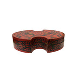 Chinese Distressed Brick Red Phoenix Graphic Oval Shape Box ws3391S