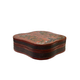 Chinese Distressed Brick Red Dragons Graphic Square Shape Box ws3393S
