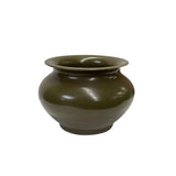 Chinese Handmade Dark Olive Army Green Ceramic Accent Bowl Holder ws3402S