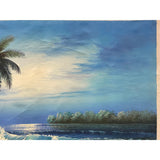 Oil Paint Canvas Art Palm Tree Ocean Beach Wave Wall Decor Painting ws3416S