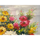 Impasto Oil Paint Canvas Art Blossom Flowers Vase Scroll Painting ws3417S