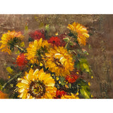 Impasto Oil Paint Canvas Art Sunflowers Yellow Vase Scroll Painting ws3426S