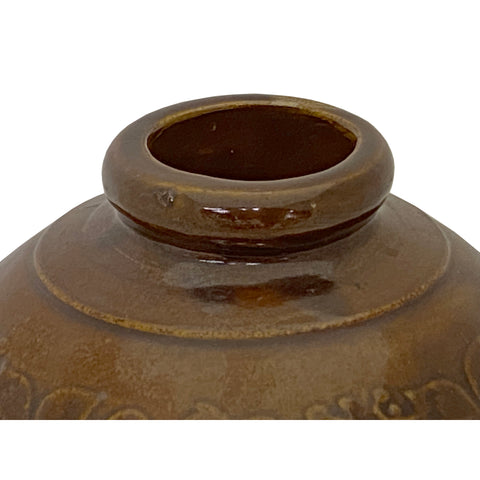 Vintage Chinese Handmade Ceramic Brown Glaze Vase Jar ws3429S Vintage Chinese Handmade Ceramic Brown Glaze Vase Jar ws3429S