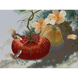Oriental Chinese Pumpkin Squirrel Embroidery Framed Wall Decor ws3438S