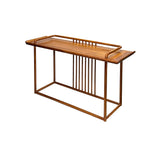 Oriental Zen Golden Brown Stain Wood Slim Minimalistic Side Table ws3456S