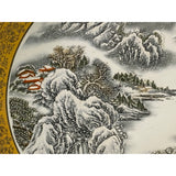 Chinese Gray White Snow Scenery Graphic Porcelain Display Charger Plate ws3464S