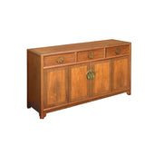 Oriental Medium Brown Stain Sideboard Buffet Table TV Console Cabinet ws3476S