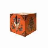 Chinese Distressed Orange Conch Graphic Square Shape Box ws3496S