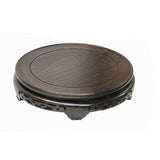 11" Oriental Motif Brown Wood Round Table Top Display Stand Riser ws3507CS