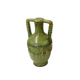 Brown Olive Green Ceramic Leaf Wreath Pattern Jar Shape Display Urn ws3535S