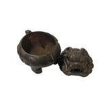 Rustic Iron Mixed Metal Lion Head Lid Ding Incense Holder Display Figure ws3540S