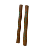 Pair Chinese Green Calligraphy Writing Engraved Bamboo Wall Panels ws3551S
