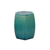 Chinese Hexagon Bamboo Theme Turquoise Green Ceramic Clay Garden Stool ws3557S