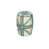 Light Celadon Base Turquoise Cross Line Round Porcelain Stool Table ws3562S