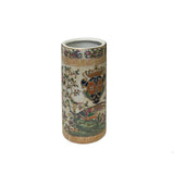 Vintage Chinese Western Flags Flower Birds Graphic Column Vase Holder ws3563S