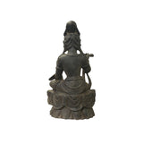 13.5" Iron Rustic Sitting Bodhisattva Kwan Yin Tara Lotus Buddha Statue ws3574S